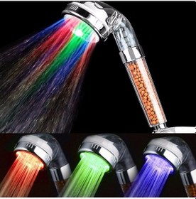 Resim Renk Değiştiren Led Işıklı Su Tasarruflu Basınçlı Duş Başlığı 5496 Çok Renkli 