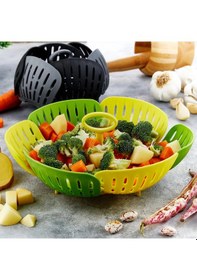Resim Plastik Katlanır Buharda Pişirme Aparatı Sağlıklı Haşlama Sepeti Çok Renkli 