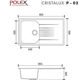 Resim Polex Cristalüx Granit Evye P-02 Sarı Tezgah Altı Ve Tezgah Üstü Mutfak Evyesi 85x49.5 CM 