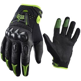 Resim Carrier Karbon Fiber Motosiklet Sürüş Eldiveni Siyah Yeşil 