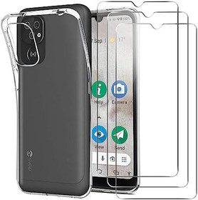 Resim Doro 8100 4G için kılıf + 3 adet panzer folyo, yumuşak TPU mat çizilmez cep telefonu kılıfı ultra ince darbeye dayanıklı koruyucu kılıf düşme koruması kamera koruması Doro 8100 için koruyucu 