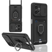 Resim m.tk moveteck Xiaomi Redmi Note 12 4g Uyumlu Kılıf Kamera Lens Korumalı Kızak Lens Yüzüklü Kartvizitli Silikon 