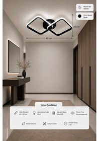 Resim Tilya Led Plafonyer Avize Beyaz Işık Siyah 