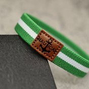 Resim 1 adet Denizcilik Çapa Dokuma Bileklik - Erkekler ve Kadınlar için Elastik Bantlı, Teri Emici Spor Bileklik, Yeşil ve Beyaz Çizgili Tasarım, Spor Aksesuarı|Ayarlanabilir Bileklik|Sentetik Fiber Bileklik 