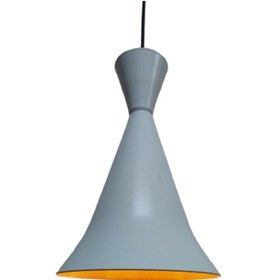 Resim Mylights Beyaz Içi Altın Konik Metal Sarkıt Avize Rustik Tekli S 