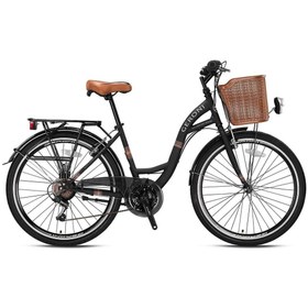 Resim Geroni Kron SIRIO 26 City Bike 21 Vites - V.B. - Mat Siyah-Siyah/Kahverengi-Shimano 