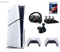 Resim Sony Playstation 5 Slim CD'Li 1 TB YD + 2 Kol + Direksiyon Seti + Shifter + oyun 