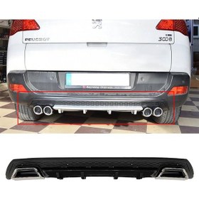Resim Peugeot 3008 Uyumlu Siyah Difüzör Çiftli Kare Egzoz Görünümlü D Tip Difizör 2009-2015 