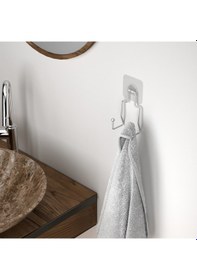 Resim Teknotel Yapışkanlı 2 Adet Kancalı Banyo Askısı Silver St236 Gümüş 