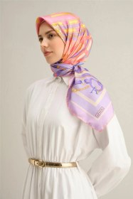Resim Armine Klasik Desenli Saf İpek Twill Eşarp 9315d 50 Lila 