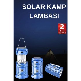 Resim Zero Land Resveq Solar Şarjlı Kamp Lambası Güneş Enerjili Kızaklı Kamp Feneri Çadır Feneri LED Işıldak 