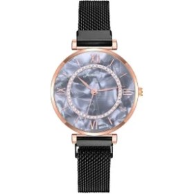 Resim Hanyang Siyah Yeni Bayanlar Lüks Saatler Örgü Mıknatıs Toka Kristal Kuvars Izle Kadınlar Için Küçük Rahat Bilezik Saatler Relogio Feminino Saat (Yurt Dışından) 