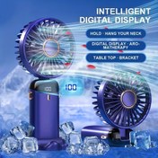 Resim El Tipi Mini Fan - USB Şarj Edilebilir Taşınabilir Katlanabilir Tasarım, Dijital Pil Ekranı ve Aromaterapi Tutucu ile, Rastgele Renkli Askı ile Birlikte, Hafif İç Mekan/Dış Mekan Ofis ve Seyahat İçin 