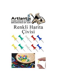 Resim Harita Çivisi Renkli 50 Li 1 Paket Renkli Mantar Pano Raptiyesi Pano İğnesi Ofis Okul Büro Renkli Harita Çivisi 1 M 