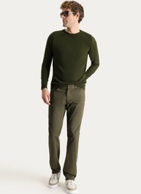 Resim Yag Yesılı-Olıve Regular Fit Likralı Kanvas / Chino Pantolon 