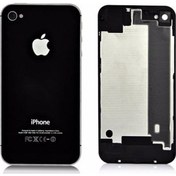 Resim İphone 4G Arka Pil Batarya Kapak Siyah Renk Cam Metal 
