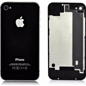 Resim İphone 4G Arka Pil Batarya Kapak Siyah Renk Cam Metal 