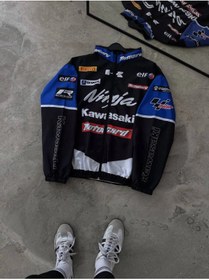 Resim Lushen Ninja Mavi Motorcu Yağmurluk Rüzgarlık İnce Ceket 