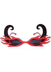 Resim Kuzgun Ticaret Siyah Boynuzlu Kırmızı Renk Alevli Parti Gözlüğü 21X10 cm - Lisinya 