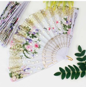 Resim Plastik Kumaş Yelpaze 12'li Kırmızı Çok Renkli 