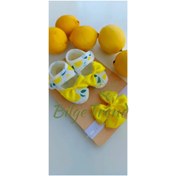 Resim LaLaLandİZ Kız Bebek Sarı Limon Bandana Saç Bandı Patik Ayakkabı (0-6 Ay) Takım 