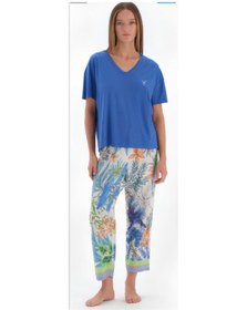 Resim Eros 33530 Kısa Kol Kadın Pijama Takımı Saks Mavi 