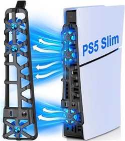 Resim PS5 aksesuarı, 3 rüzgar hızına sahip PS5 fan, PS5 fan soğutucu, USB şarj bağlantısı/LED ışıklı, PS5 Slim Disc ve Digital Edition konsolu için 