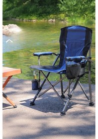 Resim Outloft Katlanabilir Bardaklık Ve Cepli Kamp Sandalyesi - Taşınabilir Outdoor Kamp Sandalyesi - Mavi Mavi 