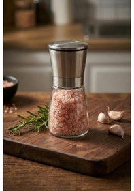 Resim Şeffaf Cam Tuz Ve Karabiber Değirmeni & Paslanmaz Çelik Ayarlanabilir Öğütücü 13 Cm Şeffaf 