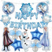 Resim 17 adet Dondurulmuş Elsa ve Anna Doğum Günü Parti Dekor Seti - Karikatür Temalı Balonlar, Bayraklar ve Kar ve Buz Tasarımı ile, Noel, Cadılar Bayramı ve Daha Fazlası İçin Mükemmel, Doğum Günü Parti Dekoru | Karikatür Karakter Dekoru | Dayanıklı Plastik Dekor, Dondurulmuş Doğum Günü Parti Dekorasyonları 