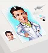 Resim Kişiye Özel Bay Doktor Karikatür 240 Parça A3 Puzzle - 1 