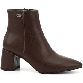 Resim Gönderi R Kahverengi Fermuarlı Sivri Burun Kalın Topuklu Bot kahverengi 