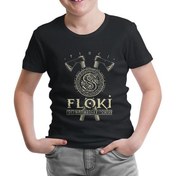 Resim Lordd T-Shirt Lorddd T-Shirt T-Shirt Vikings - Floki Siyah Çocuk Tshirt 