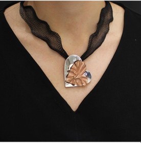 Resim 925 Ayar Gümüş Kalp Üzerine Kırışık Desen Kolye ucu 