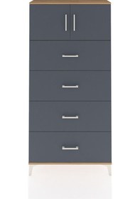 Resim Arges Dolap Tek Raflı 4 Çekmeceli 2 Kapaklı 88x30x182 Çam-ant... Çam 
