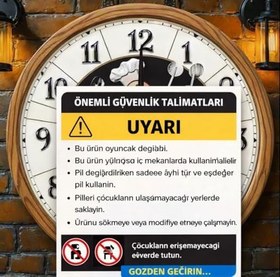 Resim Vintage Şef Temalı Duvar Saati, 25 cm, Sessiz Mekanizma, Ahşap Çerçeve, Mutfak Dekorasyonu için 