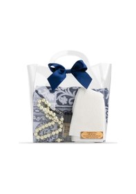 Resim Seccade + Tesbih + Takke + Esans Seti Çantalı Asetat Kutu, Lacivert Lacivert 110 x 64 