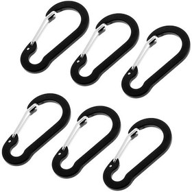 Resim Suntek 6 Parça Alüminyum D-ring Karabina Klipsi Yaylı Siyah 