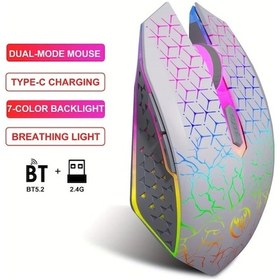 Resim Userfriendly11 Hxsj-t34 Kablosuz Çift Modlu Beyaz Fare Rgb Aydınlatma Sessiz Type C Şarj Pc Laptop T34 