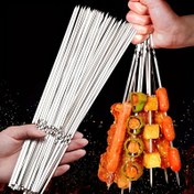 Resim 10/30/50 adet Yeniden Kullanılabilir Barbekü Çubukları Depolama Kartuşu ile Donatılmış / Açık Hava / Kamp / Piknik / Barbekü / Cadılar Bayramı / Noel / Düğün / Doğum Günü / Parti Malzemeleri Temel 