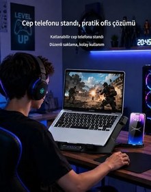 Resim TechTic Z33 Laptop Soğutucu Standı 8 Fanlı Turbo 3000RPM Sessiz RGB Soğutucu 17İnç Ayarlanabilir 