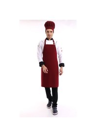 Resim Bordo Renk Cepsiz Askılı Mutfak Önlüğü - Aşçı Önlüğü-Standart-Tek Parça 