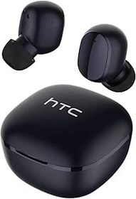 Resim HTC True Wireless Earbuds 6 Bluetooth 5,3 inç kulak stereo kulaklık, dahili mikrofonlu dokunmatik kontrol, kablosuz gürültü önleyici kulaklık, Android ve iOS için şarj kılıflı 22H çalma süresi, siyah 