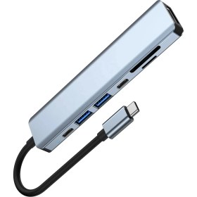 Resim Daytona Ch-13/c Macbook Uyumlu 6ın1 Type-C To 2* USB 3.0 Sd Tf 4K Hd 1080P HDMI Pd Kart Okuyucu Çevirici Adaptör 
