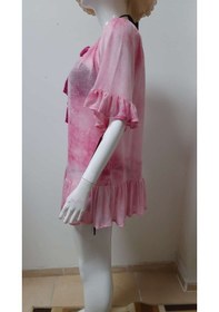 Resim Mayomer Kadın Pembe Batik Desenli Mayo Üstü Elbise Plaj Elbisesi Pareo Pembe 