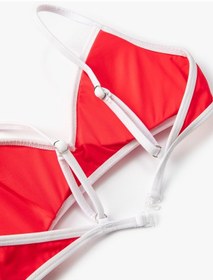 Resim Koton Üçgen Bikini Üstü Biye Detaylı Kaplı Kırmızı 3sak10036mm 3SAK10036MM417 Kırmızı 
