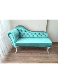 Resim Dekoratif Bihter Koltuk Josefin Puf 120 Cm Beyaz Ayak Turkuaz 