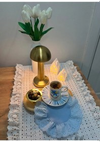 Resim Fırfırlı Fistolu Duck Keten Kokteyl &kahve Sunum Peçetesi & Bardak Altlığı 2 Adet Açık Mavi 