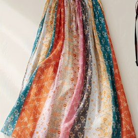 Resim Boho Şık Çiçek Baskılı Yüksek Bel A Kesim Etek - Canlı Yama Tasarımı, Kadınlar için Piliseli Salıncak Etek, İlkbahar/Yaz/Sonbahar İçin Mükemmel, Sevimli Etekler, Günlük Giyim, Saydam Olmayan Kumaş, Bol Kesim 