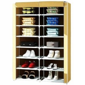 Resim Dzgn Home İki 2 Bölmeli Metal Ayakkabılık Bez Dolap-bej Bej 